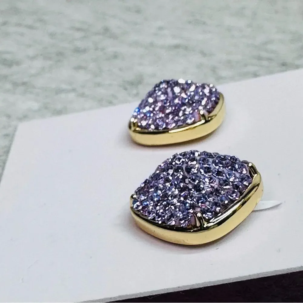 Kate Spade -Clay Pavé Square Stud Earrings, EUC, Violet and Gold - Picture 9 of 9